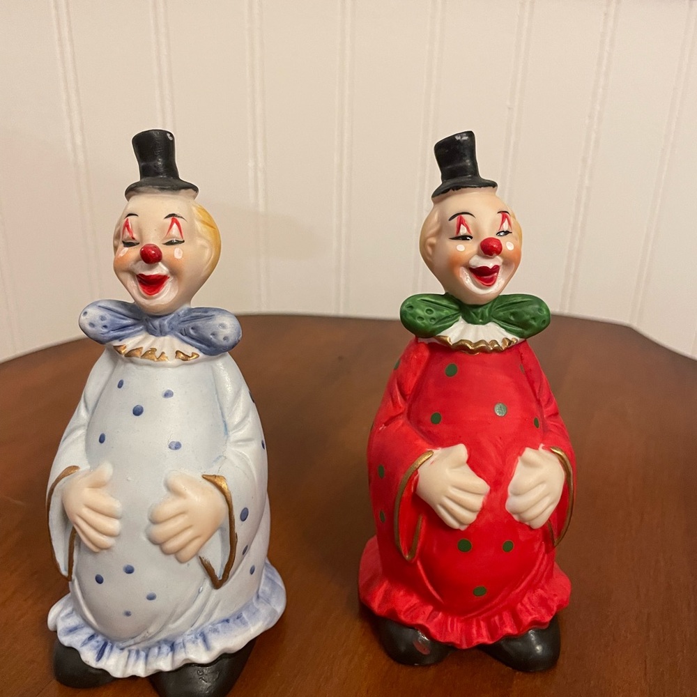 Enesco vintage porcelain bell clowns